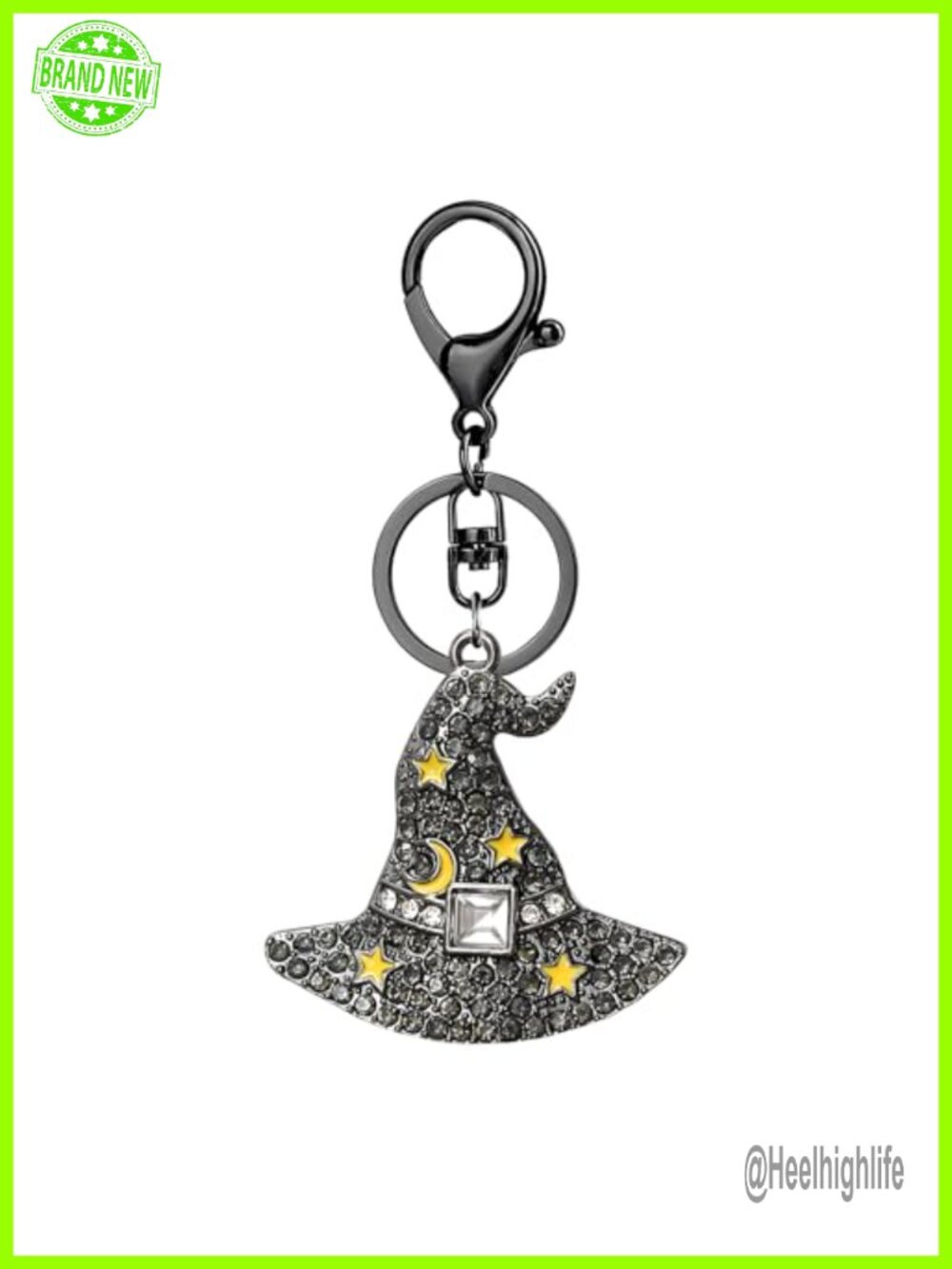 Rhinestone Halloween Keychain Purse Charm Ghost Pumpkin Bat Witch Hat Gift